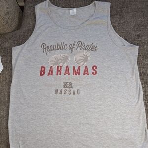 Port and Company Gray Tank Top with Red Print
